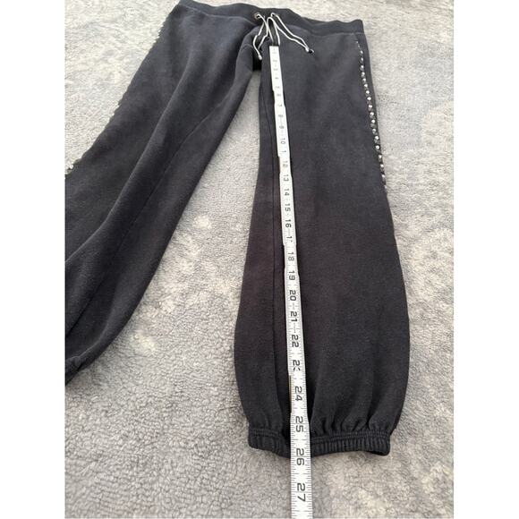 Y2K 2000s VS Pink Low Rise Black Cropped Sweatpants Joggers Butt Logo Studded S - Picture 6 of 12